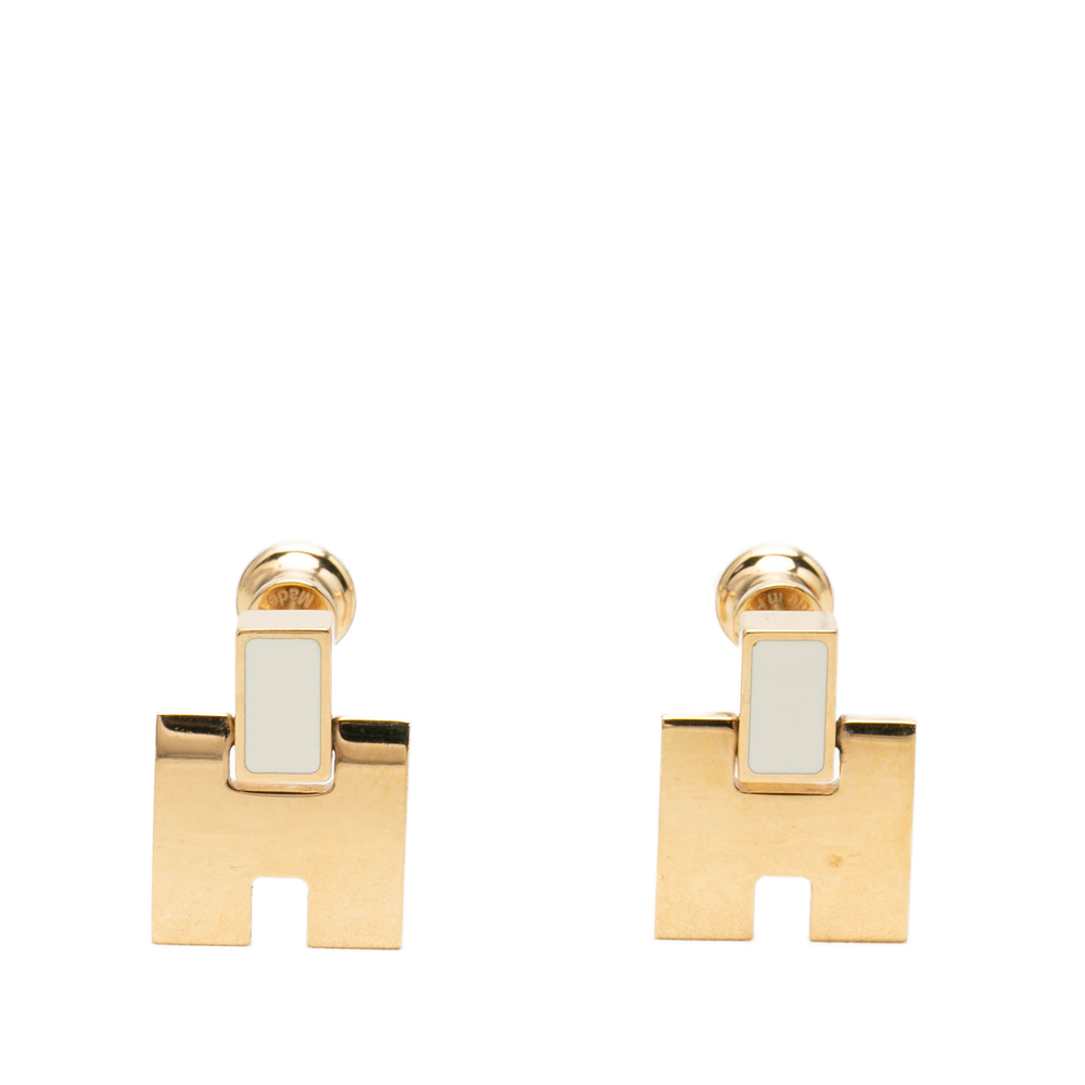 Pre-Loved Hermes Gold Plated Enamel Eileen Push Back Earrings